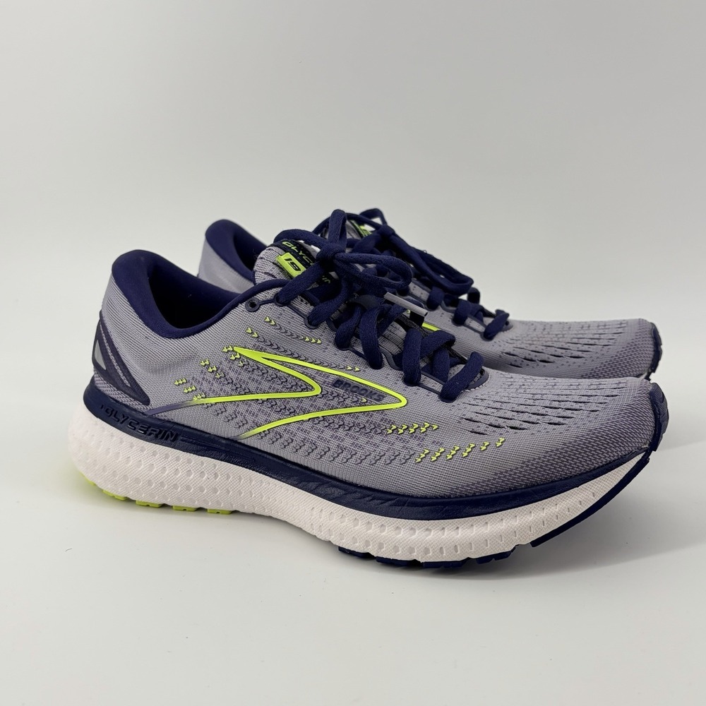 Brooks Glycerin 19 Athletic Running Shoes Womens 7.5 Lavender Blue‎ Yellow